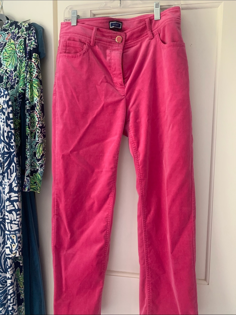 J. Crew Hot Pink Straight-Leg velvet Pants